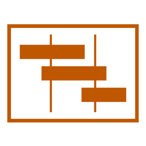 Icon depicting a gant chart-like timeline
